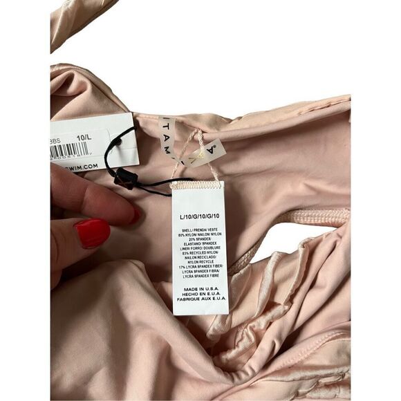 NWT VITAMIN A DEMI BALLET STRIPE BODYSUIT ONE-PIECE SWIMSUIT size L Pink - Picture 6 of 9